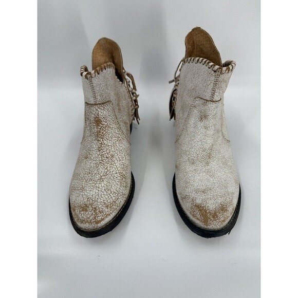 Circle G Women’s White Tan Fringe Booties Ankle Boots Size 8 Excellent UC - Picture 7 of 12